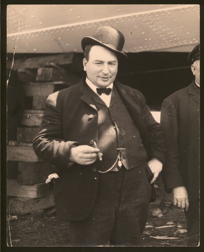 Man in a Derby Hat and Bow Tie Smoking a Cigar by William G. Swekosky